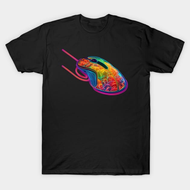RGB Overload: A Graphic drawing of Gaming PC mouse T-Shirt by Guntah